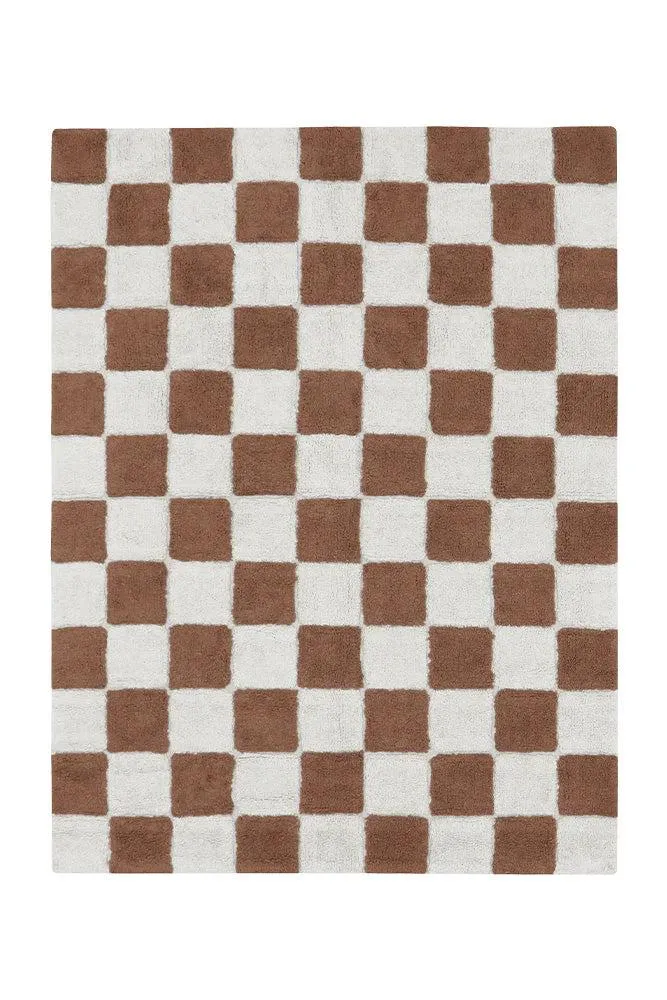 WASHABLE AREA RUG KITCHEN TILES TOFFEE
