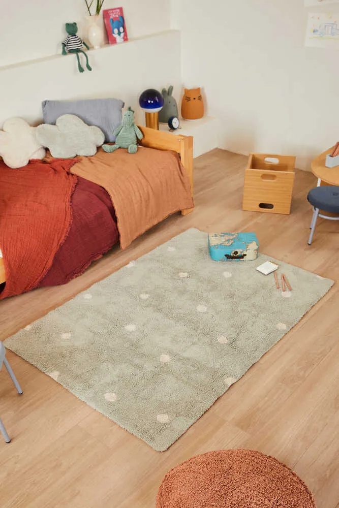 WASHABLE AREA RUG MINI DOT BLUE SAGE
