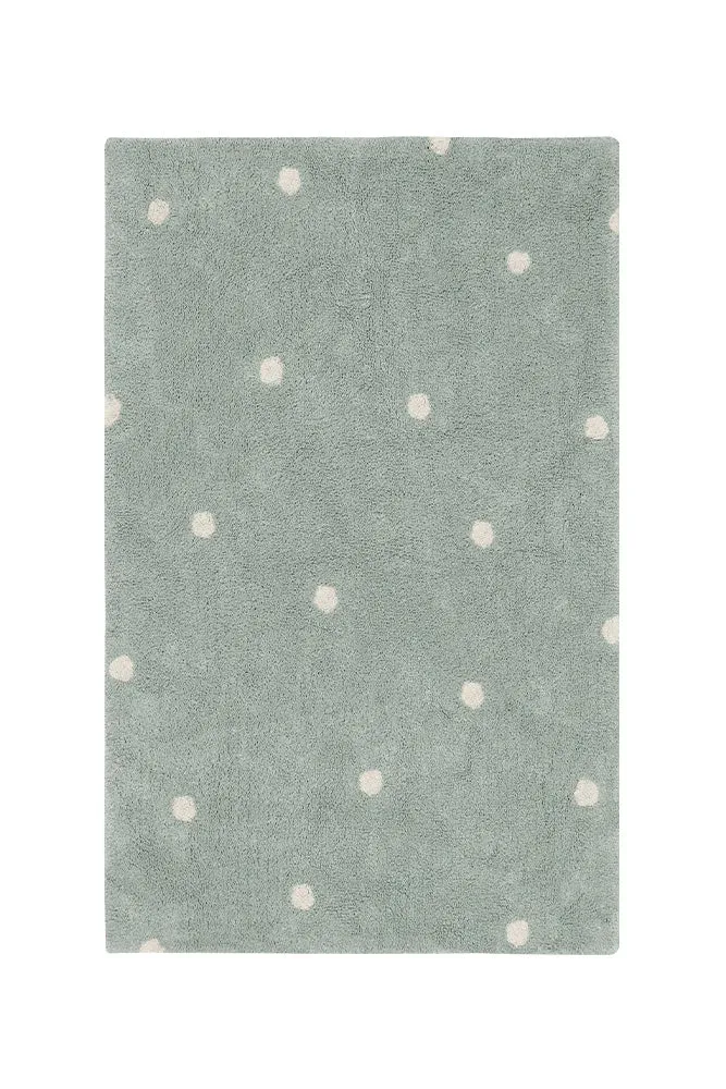 WASHABLE AREA RUG MINI DOT BLUE SAGE